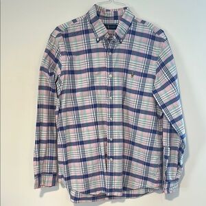 Ralph Lauren Casual Pink and Blue Button Down Shirt
